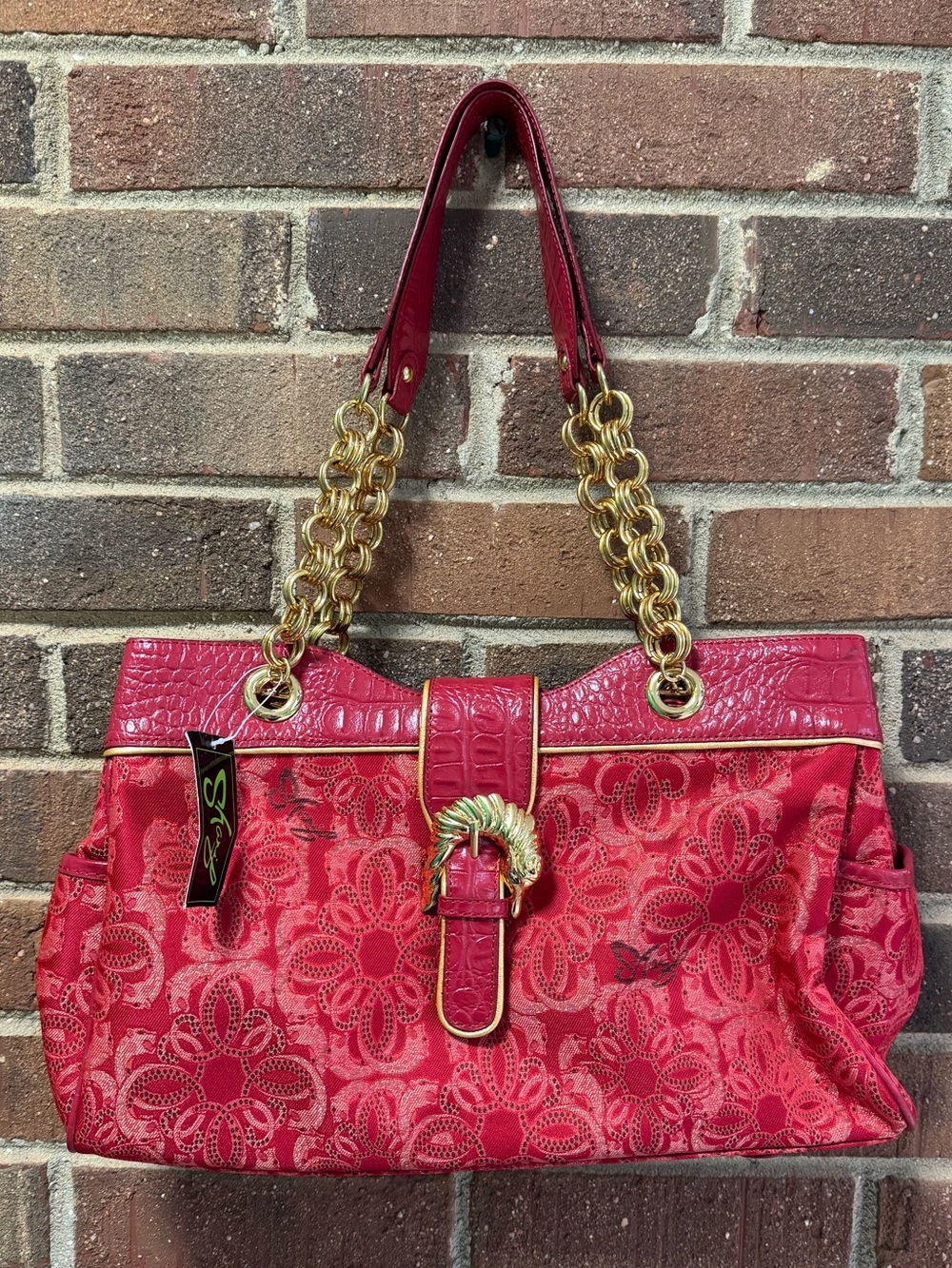 Sharif Ref Tote Bag with Gold Chain Handles